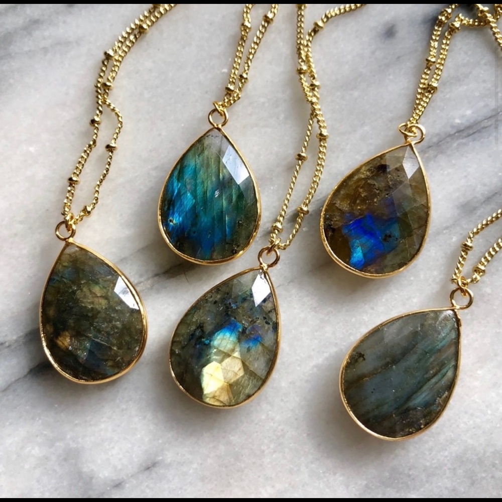 Ladradorite Nebula 14k Boho Necklace - Picture 1 of 8